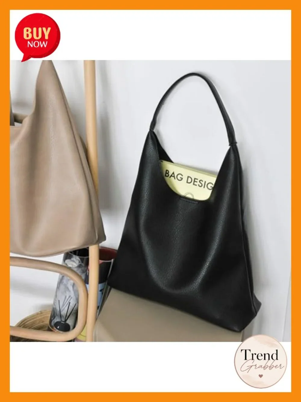 Soft Vegan Leather Slouchy Hobo Bag Tote Shoulder Handbag